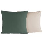 2 taies d'oreiller bicolores en percale eucalyptus / ficelle 65x65 cm