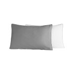2 taies d'oreiller bicolores en percale gris / blanc 50x70 cm 2 taies d'oreiller bicolores en percale gris / blanc 50x70 cm