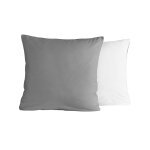 2 taies d'oreiller bicolores en percale gris / blanc 65x65 cm
