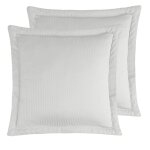 2 taies d'oreiller rayes en satin de coton blanc 65x65 cm