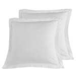 2 taies d'oreiller rayes en satin de coton blanc 65x65 cm