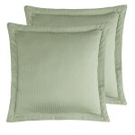 2 taies d'oreiller rayes en satin de coton sauge 65x65 cm