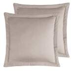 2 taies d'oreiller rayes en satin de coton taupe 65x65 cm