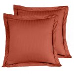 2 taies d'oreiller rayées en satin de coton terracota 65x65 cm 2 taies d'oreiller rayées en satin de coton terracota 65x65 cm