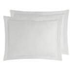 2 taies d'oreiller en satin de coton blanc 50x70 cm