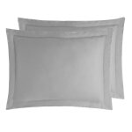 2 taies d'oreiller en satin de coton gris acier 50x70 cm