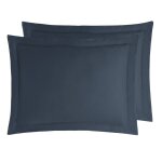 2 taies d'oreiller en satin de coton marine 50x70 cm