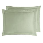 2 taies d'oreiller en satin de coton sauge 50x70 cm