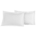 2 taies d'oreiller satin de coton - tencel 200 fils blanc 50x70 cm