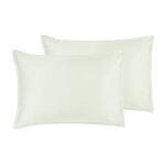 2 taies d'oreiller satin de coton - tencel 200 fils ecru 50x70 cm