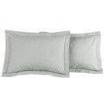 2 taies d'oreiller satin de coton - tencel 200 fils gris cendr 50x70 cm