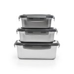 3 botes rectangulaires inox