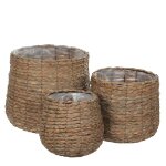 3 cache - pots en jonc de mer marron clair h31
