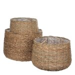 3 cache - pots en jonc de mer marron clair h32 3 cache - pots en jonc de mer marron clair h32