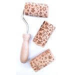 3 mini rouleaux  empreintes en bois toiles, c?urs et flocons