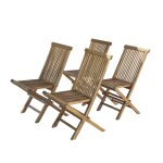 4 chaises de jardin en teck huil massif pliantes