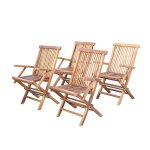 4 fauteuils de jardin en teck huil massif pliants