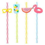 4 pailles motifs à rayures multicolores 4 pailles motifs à rayures multicolores