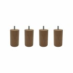 4 pieds cylindriques bois naturel beige 10 cm