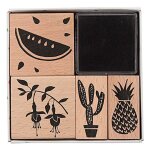 4 tampons en bois avec encreur pastque et ananas