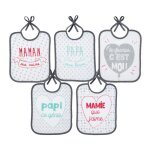 5 bavoirs à lacets bébé 0 mois en coton multicolore 20x25 cm 5 bavoirs à lacets bébé 0 mois en coton multicolore 20x25 cm