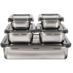 5 botes rectangulaires inox