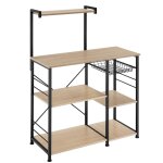 6 tagres de cuisine style industriel et panier coulissant bois clair