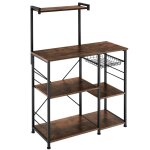 6 tagres de cuisine style industriel et panier coulissant bois fonc