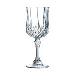 6 verres  pied 17cl longchamp - cristal d'arques - verre ultra trans