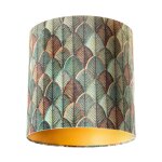 Abat - jour velours motif feuilles intrieur dor