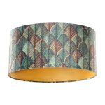 Abat - jour velours motif feuilles intérieur doré ovale Abat - jour velours motif feuilles intérieur doré ovale