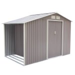Abri de jardin avec abri bches 6, 53 m en acier gris