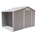 Abri de jardin avec abri bches 8, 72 m en acier gris