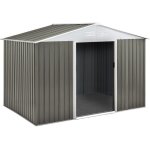 Abri jardin mtal gris et blanc 191 x 213 x 195 cm