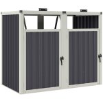 Abri poubelle extrieur pour 2 poubelles acier galvanis gris fonc