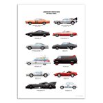 Affiche 30x40 cm - legendary movie cars - olivier bourdereau Affiche 30x40 cm - legendary movie cars - olivier bourdereau