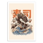 Affiche 50x70 cm - great sushi dragon - ilustrata Affiche 50x70 cm - great sushi dragon - ilustrata