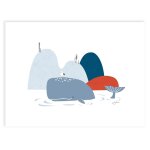 Affiche baleine et rochers 30 x 40 cm
