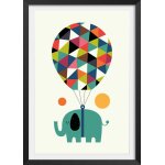Affiche enfant hot air balloon jumbo avec cadre noir 40x60 cm