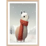 Affiche enfant lama et son écharpe Affiche enfant lama et son écharpe