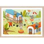 Affiche enfant roulottes de cirque avec cadre bois 60x40 cm Affiche enfant roulottes de cirque avec cadre bois 60x40 cm