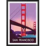 Affiche ville le pont de san francisco avec cadre noir 40x60 cm