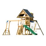 Aire de jeux avec balançoire double, toboggan vert, trapèze Aire de jeux avec balançoire double, toboggan vert, trapèze