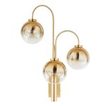 Applique 3 globes en verre ambré et métal coloris bronze Applique 3 globes en verre ambré et métal coloris bronze