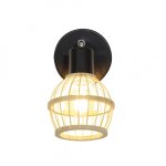 Applique murale 1 lumi�re en bambou coloris naturel et m�tal noir