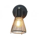 Applique murale 1 lumire en mtal grillag noir et cuivr