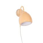 Applique murale en bois d'hévéa et métal beige pêche Applique murale en bois d'hévéa et métal beige pêche