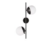 Applique murale en métal noir 2 globes en verre dépoli Applique murale en métal noir 2 globes en verre dépoli