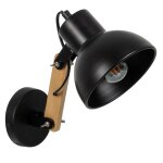 Applique murale m�tal noir et bois articul�e
