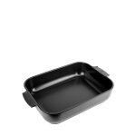 Appolia plat four cramique rectangle noir satin 40 cm - 15. 75in
